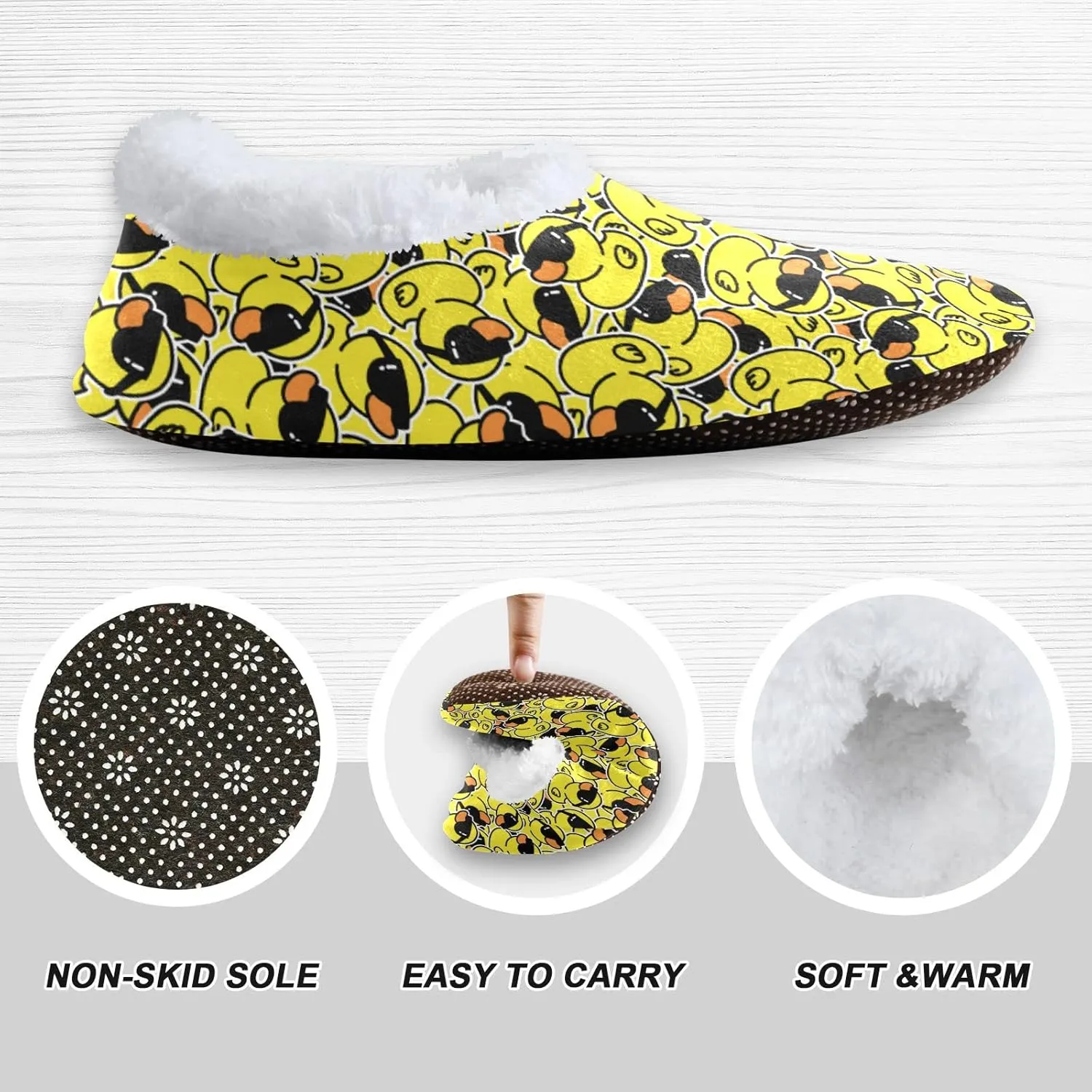 Cool Yellow Duck in Glasses Slippers for Kids Toddler Cartoon Animals Home House Fuzzy Slipper Indoor Soft Plush Fleece Non Slip Casual Shoes for Girls Boys, XS