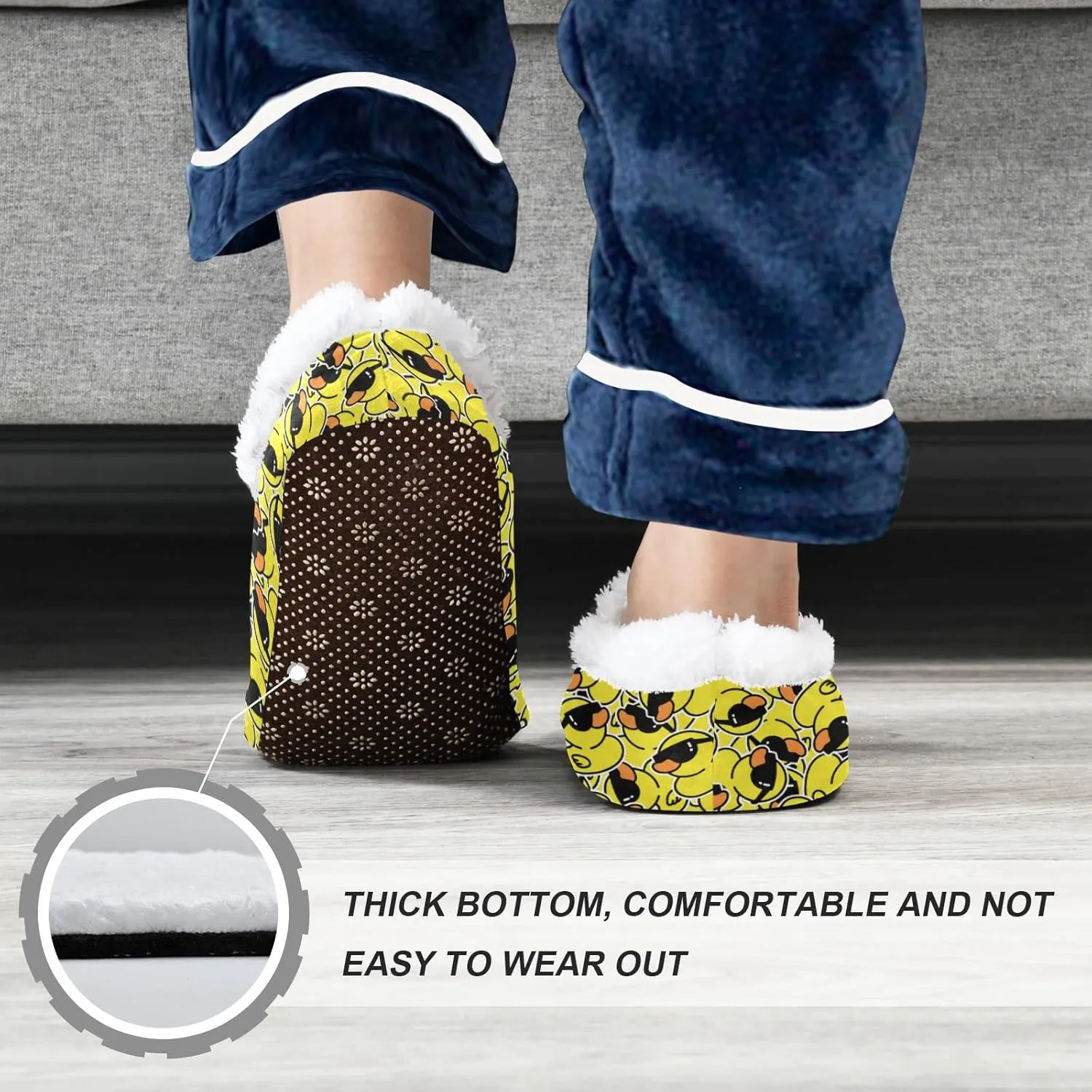 Cool Yellow Duck in Glasses Slippers for Kids Toddler Cartoon Animals Home House Fuzzy Slipper Indoor Soft Plush Fleece Non Slip Casual Shoes for Girls Boys, XS