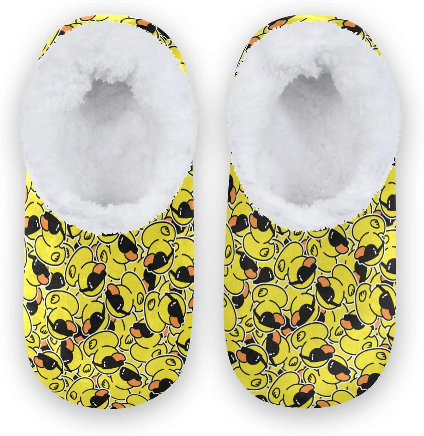 Cool Yellow Duck in Glasses Slippers for Kids Toddler Cartoon Animals Home House Fuzzy Slipper Indoor Soft Plush Fleece Non Slip Casual Shoes for Girls Boys, XS