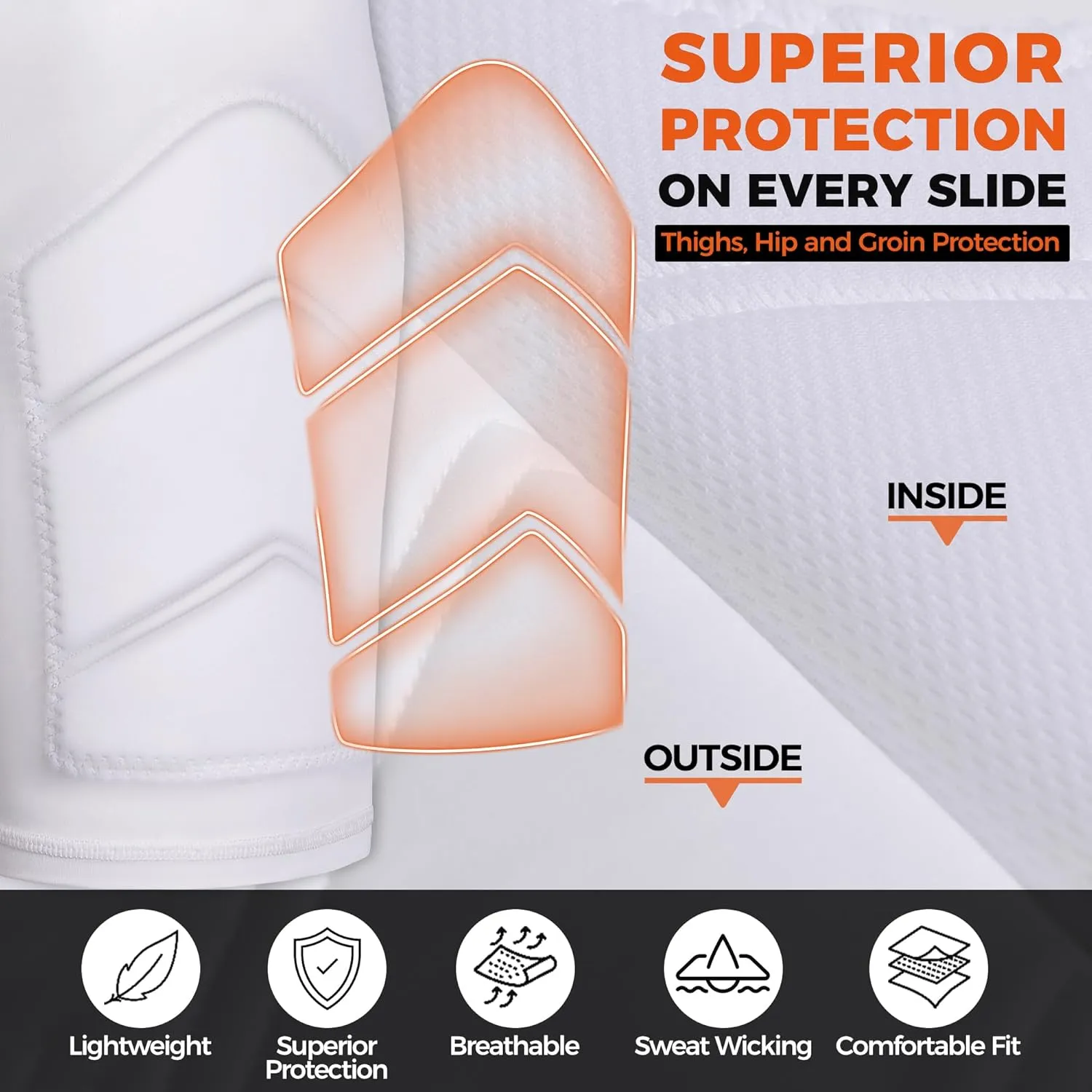 COOLOMG Adult Mens Baseball Padded Sliding Shorts with Soft Protective Cup for Football Lacrosse