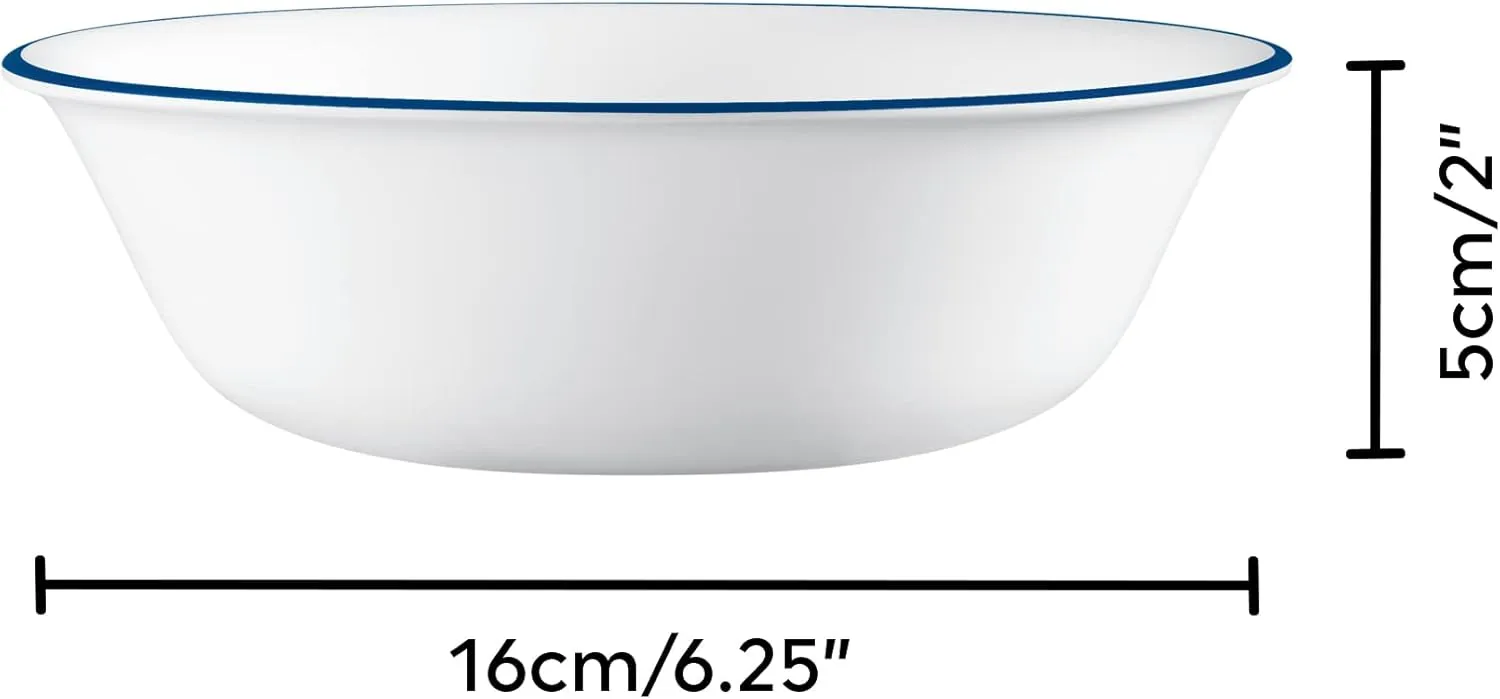 Corelle Dinnerware Set (4pc Set, Ocean Blues)-Set for 4 | Includes 4 x Cereal/Soup Bowls | 80% Recycled Glass | 3 X More Durable, Half the Space & Weight of Traditional Ceramic