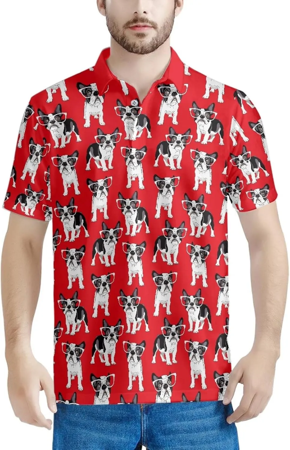 Crabs Sea Turtles Octopuses Men's Classic Polo Shirt, 3-Button Closure Pique Polo Shirt, Summer Fashion Golf Shirt