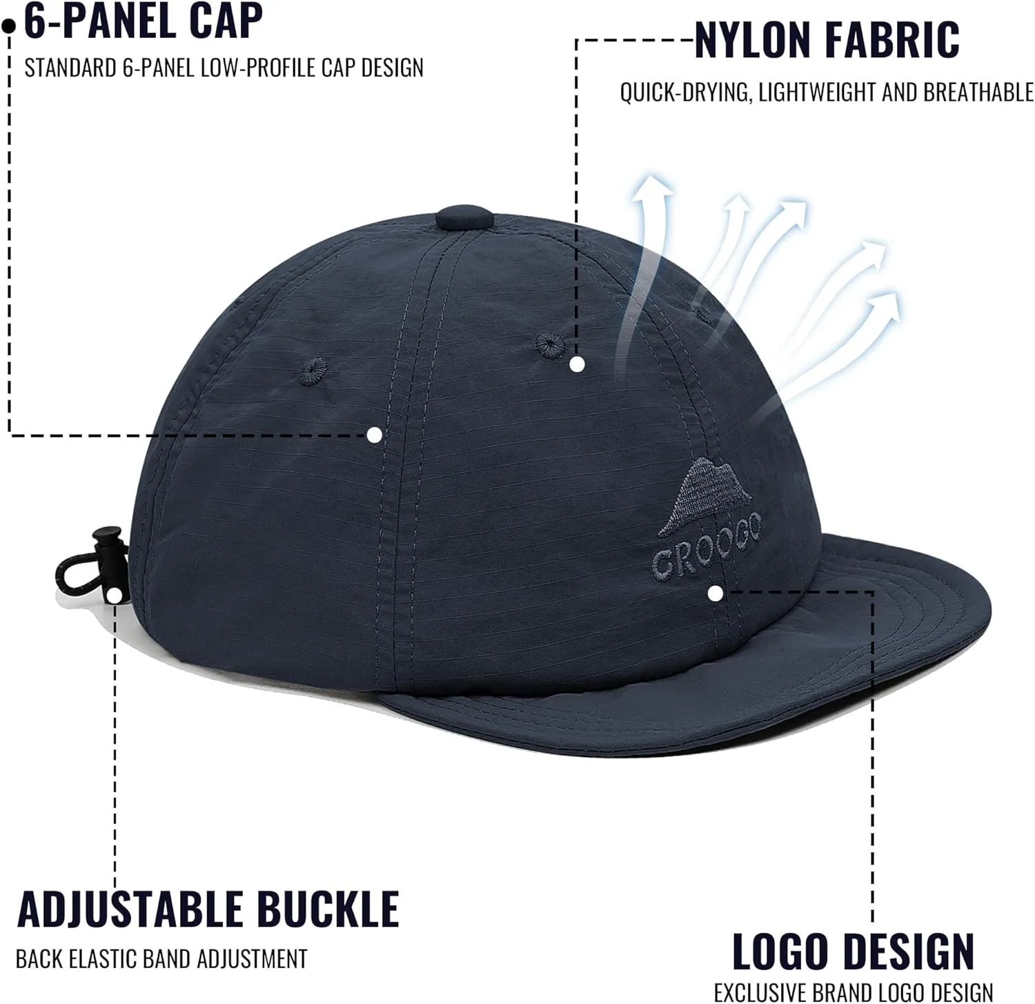 Croogo Quick Dry Short Brim Baseball Cap Soft Flat Bill Sun Hats Lightweight Trucker Caps Waterproof Umpire Short Bill Cap