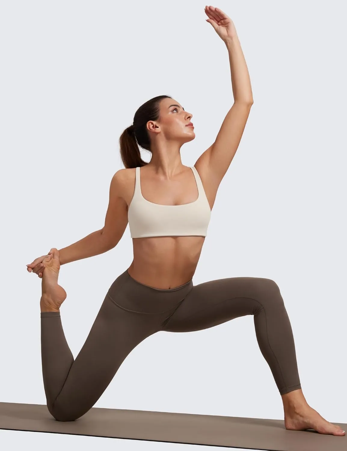 CRZ YOGA Butterluxe Spaghetti Strap Sports Bras for Women - Square Neck Yoga Wireless Low Coverage Padded Cami Crop Top