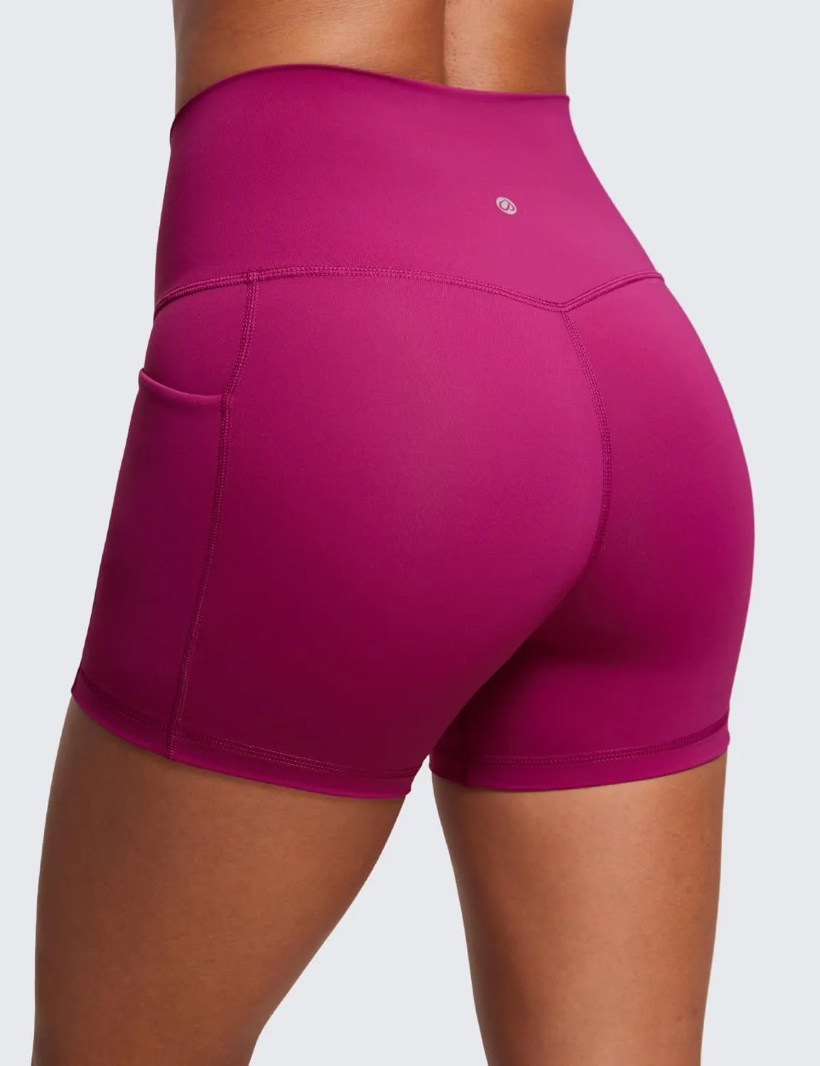 CRZ YOGA Women's Naked Feeling Biker Shorts with Pockets 4'' - High Waisted Yoga Gym Workout Spandex