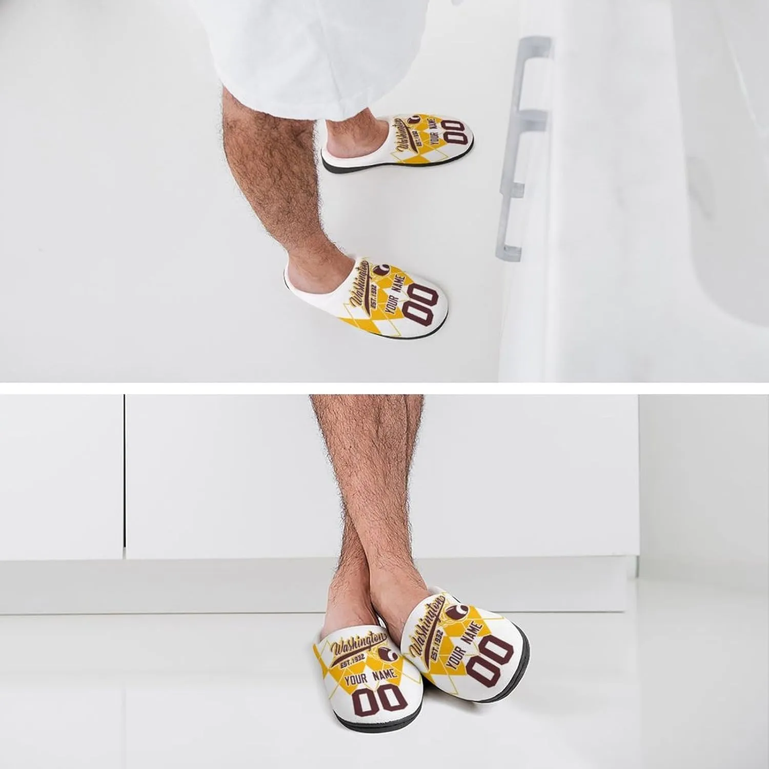 Custom Personalized Cotton Slippers-Non-slip,Winter Indoor Outdoor Slippers,Custom Name and Number,Gift For Team Fans!