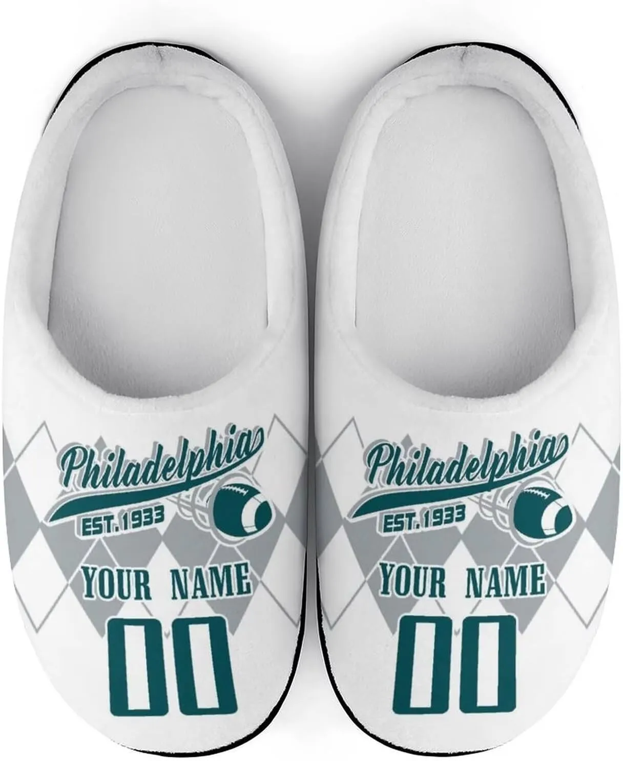 Custom Personalized Cotton Slippers-Non-slip,Winter Indoor Outdoor Slippers,Custom Name and Number,Gift For Team Fans!