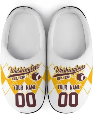 Custom Personalized Cotton Slippers-Non-slip,Winter Indoor Outdoor Slippers,Custom Name and Number,Gift For Team Fans!