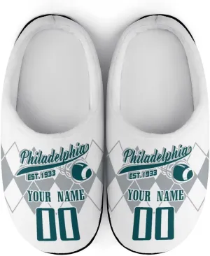 Custom Personalized Cotton Slippers-Non-slip,Winter Indoor Outdoor Slippers,Custom Name and Number,Gift For Team Fans!