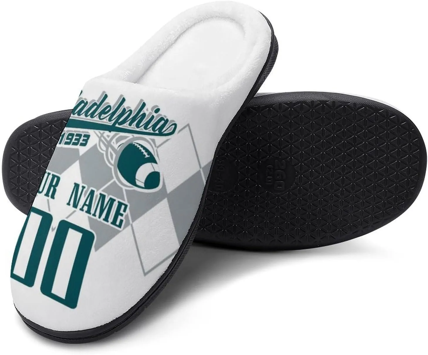 Custom Personalized Cotton Slippers-Non-slip,Winter Indoor Outdoor Slippers,Custom Name and Number,Gift For Team Fans!