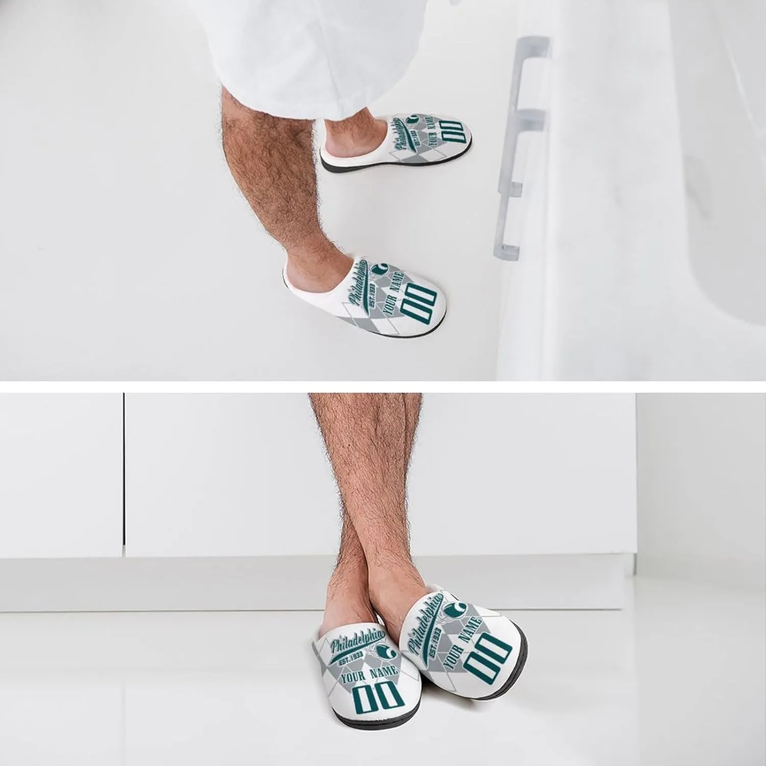 Custom Personalized Cotton Slippers-Non-slip,Winter Indoor Outdoor Slippers,Custom Name and Number,Gift For Team Fans!