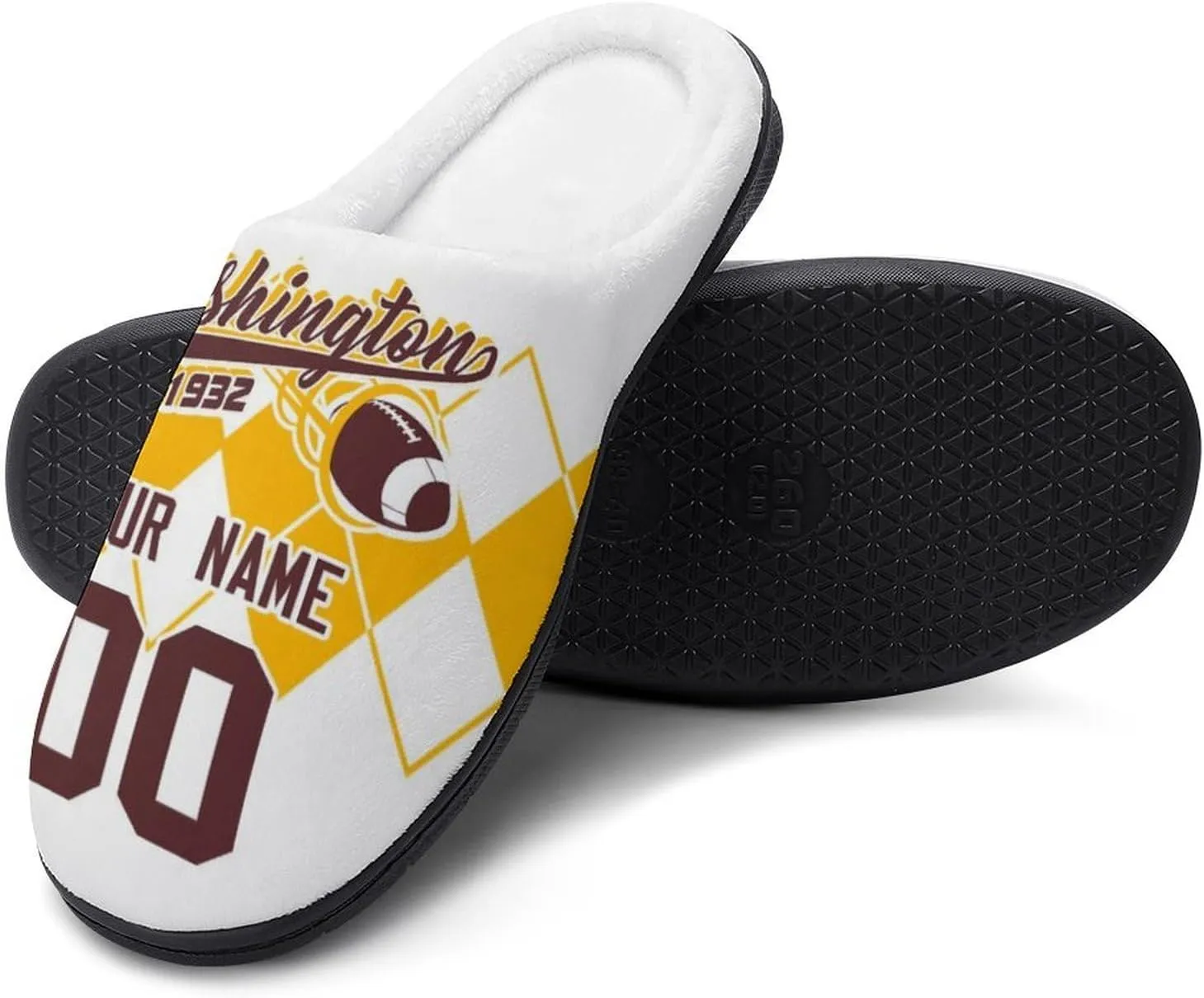 Custom Personalized Cotton Slippers-Non-slip,Winter Indoor Outdoor Slippers,Custom Name and Number,Gift For Team Fans!