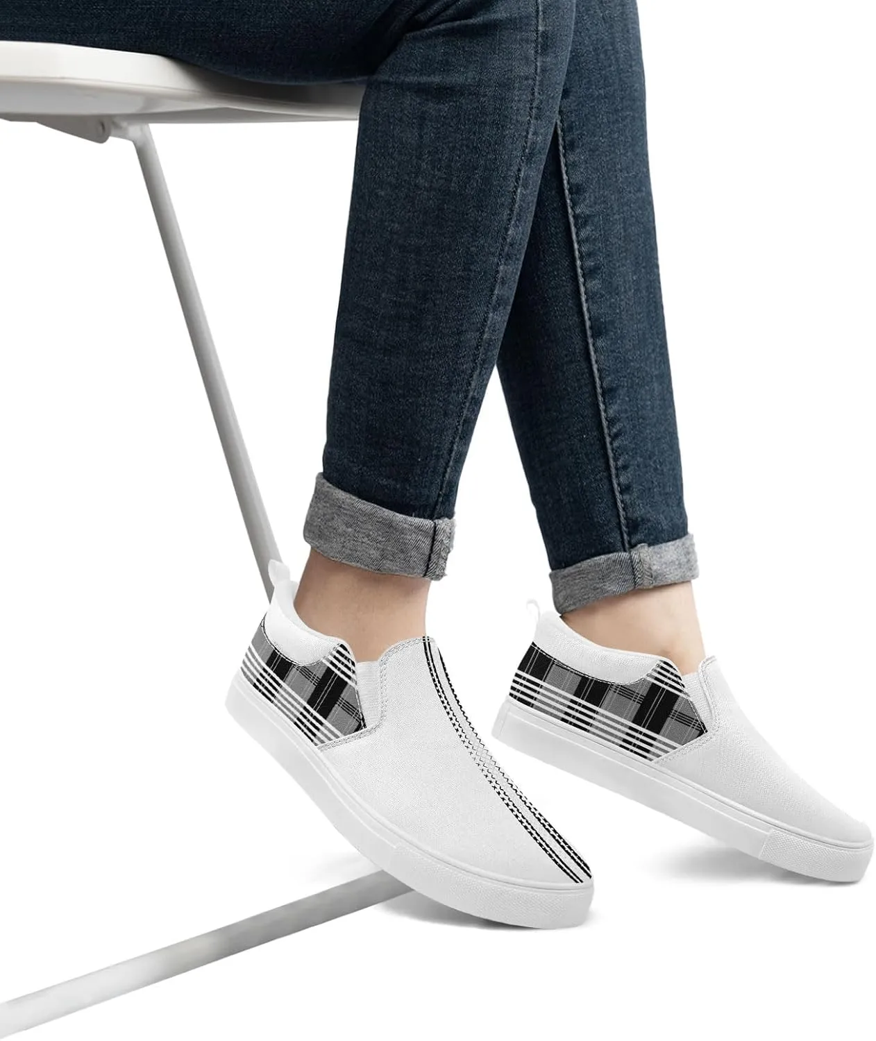 Custom Plaid Slip-On Canvas Shoes Personalized Logo Name Classic Design Comfortable Breathable Casual Summer Sneaker