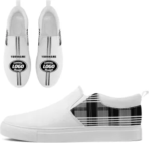 Custom Plaid Slip-On Canvas Shoes Personalized Logo Name Classic Design Comfortable Breathable Casual Summer Sneaker