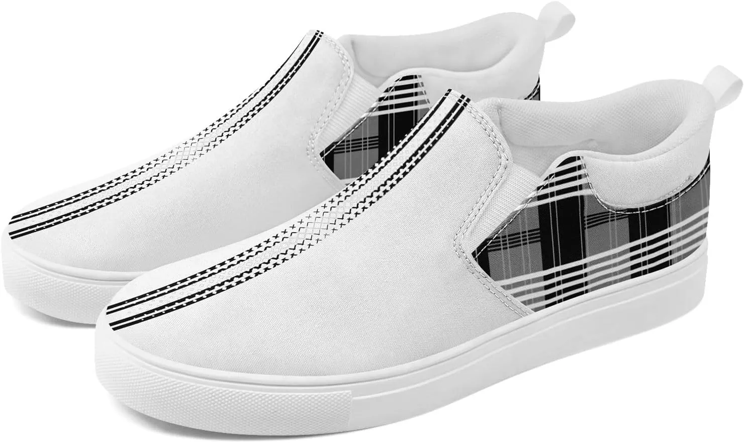 Custom Plaid Slip-On Canvas Shoes Personalized Logo Name Classic Design Comfortable Breathable Casual Summer Sneaker