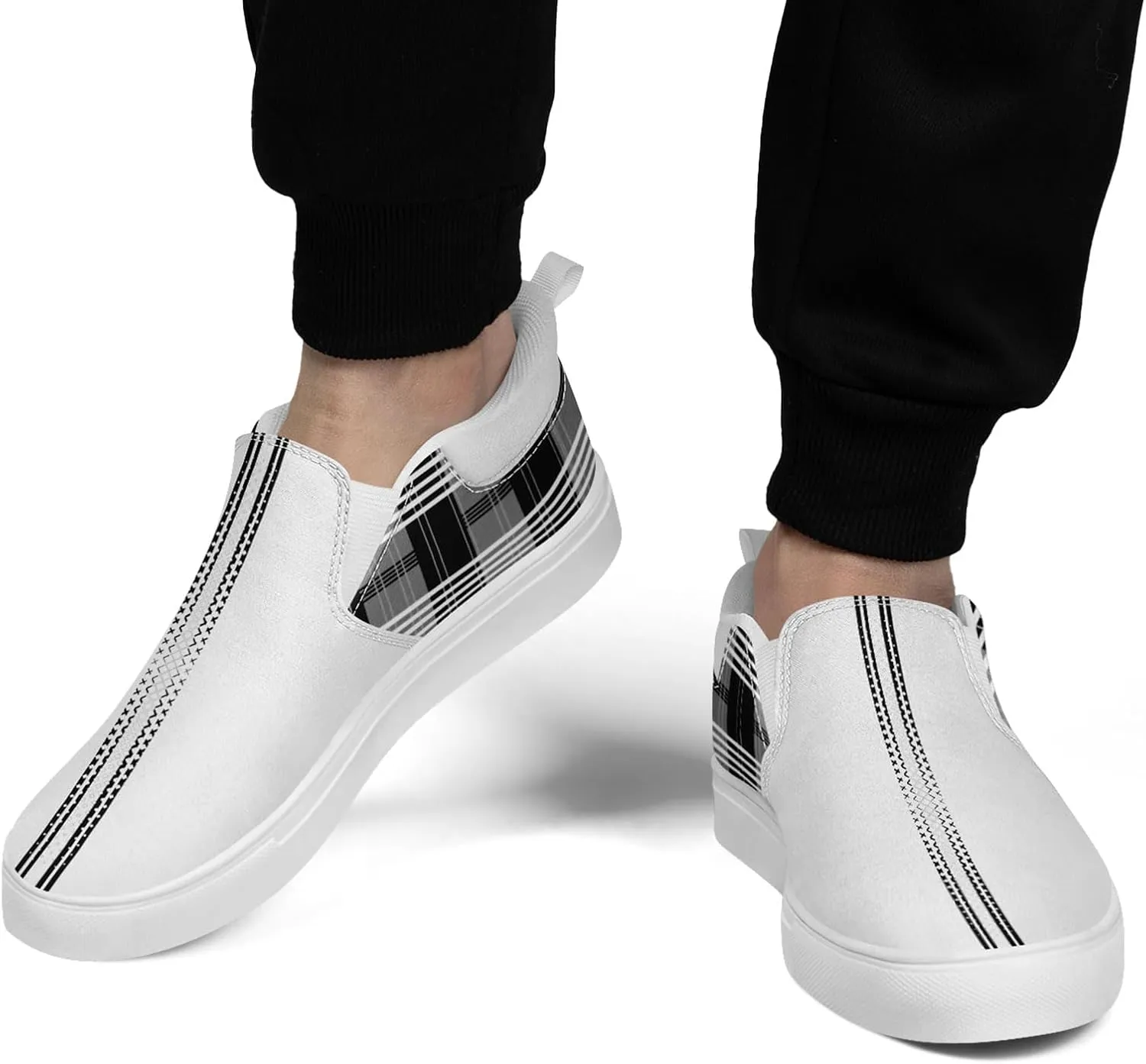 Custom Plaid Slip-On Canvas Shoes Personalized Logo Name Classic Design Comfortable Breathable Casual Summer Sneaker
