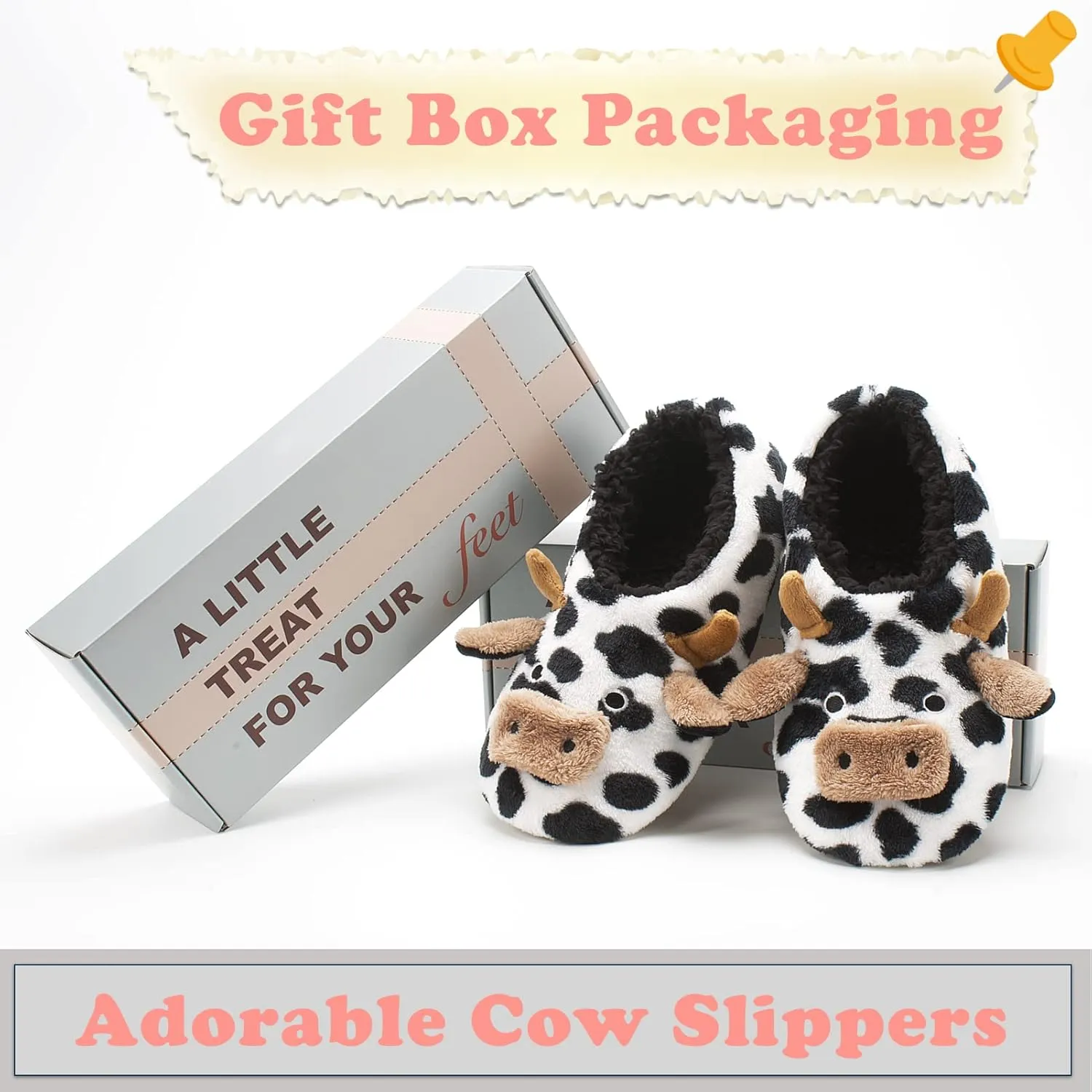 Cute Animal House Slippers, Warm Fuzzy Slipper Socks with Grippers Non Slip, Cozy Funny Gifts