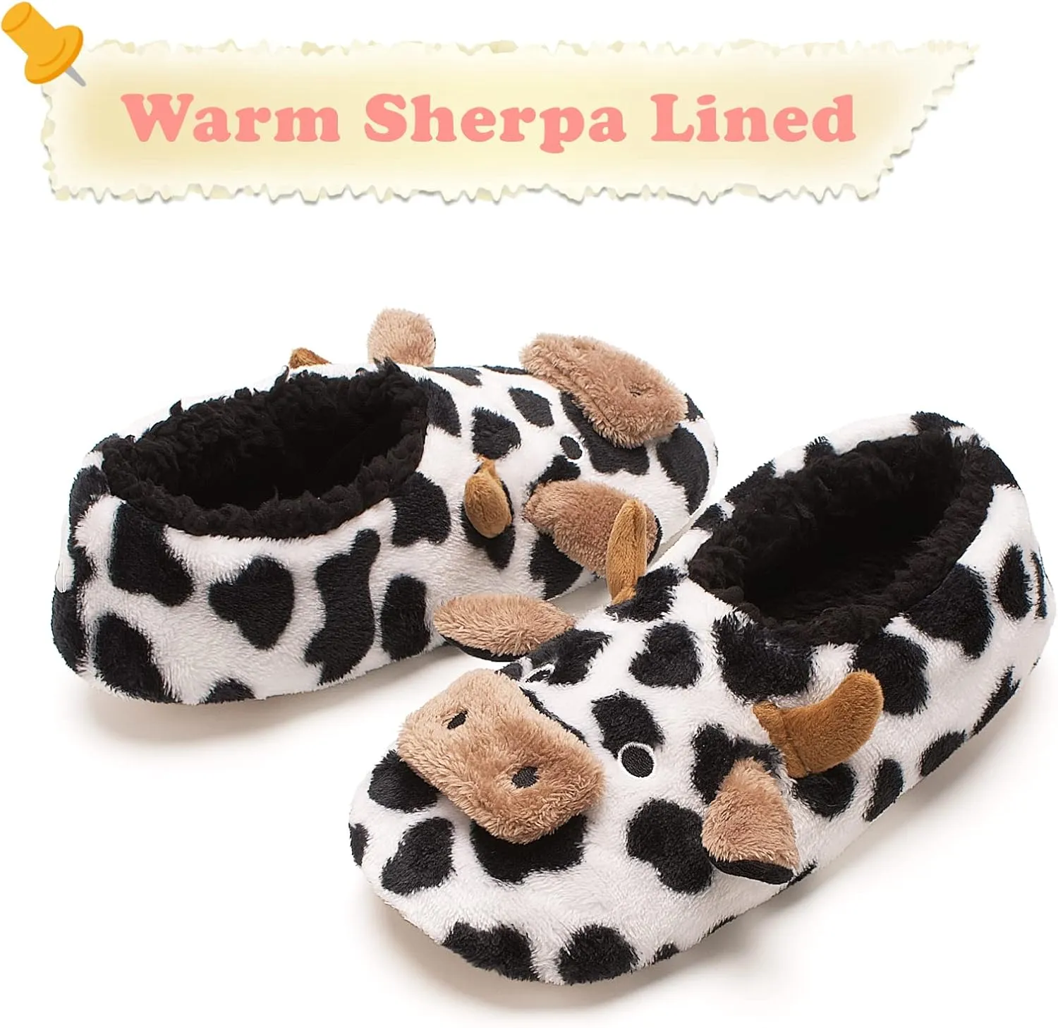 Cute Animal House Slippers, Warm Fuzzy Slipper Socks with Grippers Non Slip, Cozy Funny Gifts