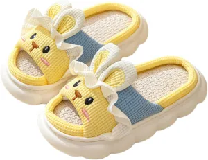 Cute Rabbit Lace Slippers, Animal Linen Slippers for Summer, Couple's Home Shoes