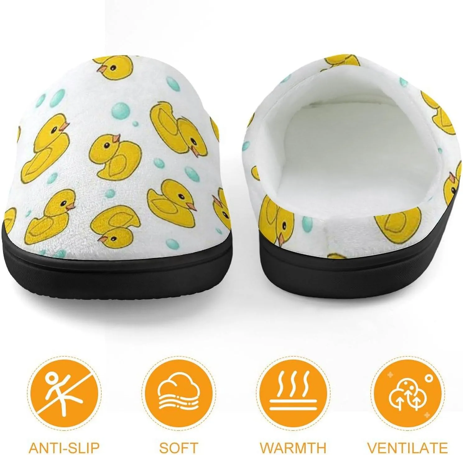 Cute Yellow Rubber Duck Boys Girls House Slippers with Microfleece Lining Cozy Household Shoes Non-slip for Kids