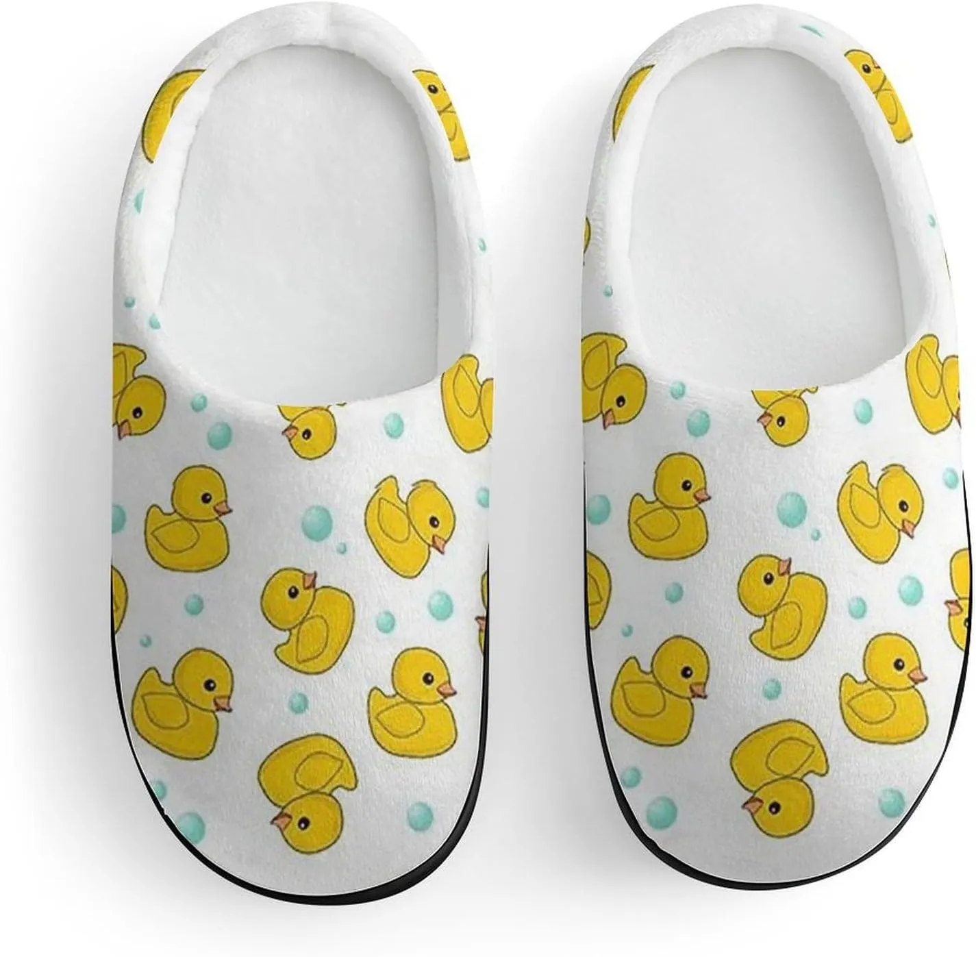 Cute Yellow Rubber Duck Boys Girls House Slippers with Microfleece Lining Cozy Household Shoes Non-slip for Kids