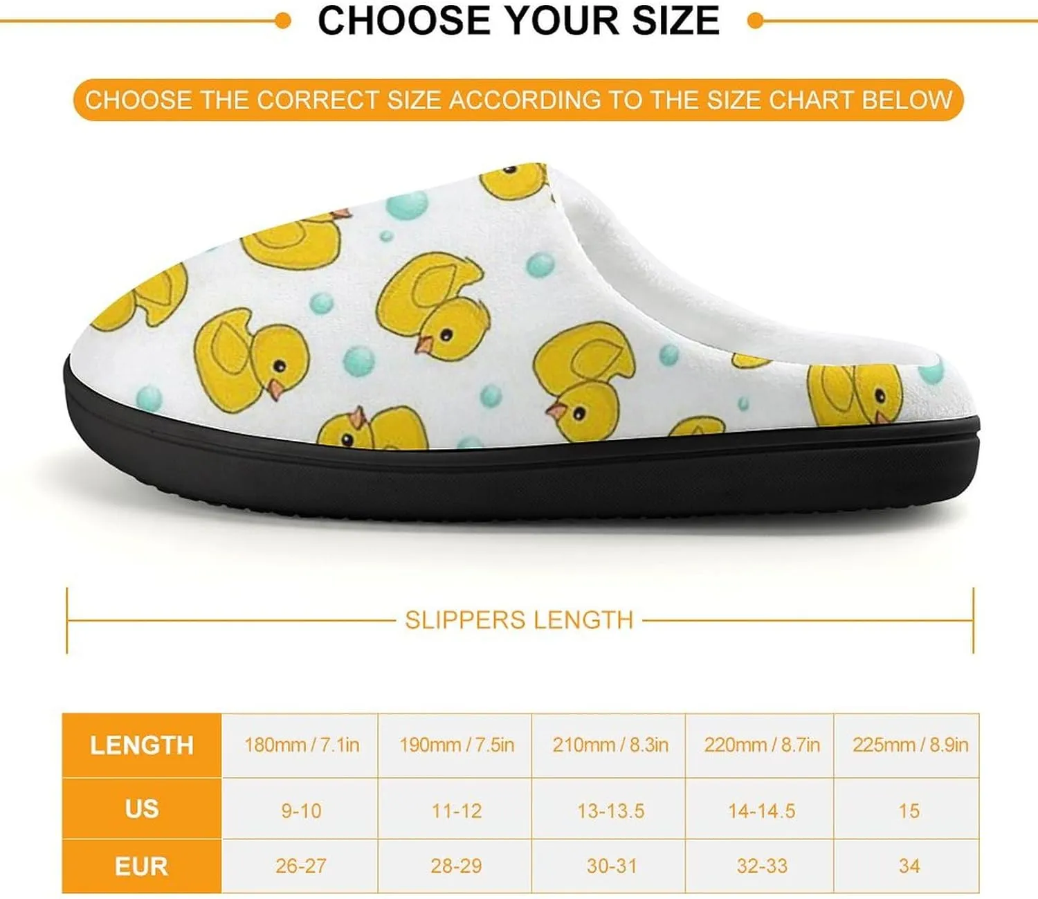Cute Yellow Rubber Duck Boys Girls House Slippers with Microfleece Lining Cozy Household Shoes Non-slip for Kids