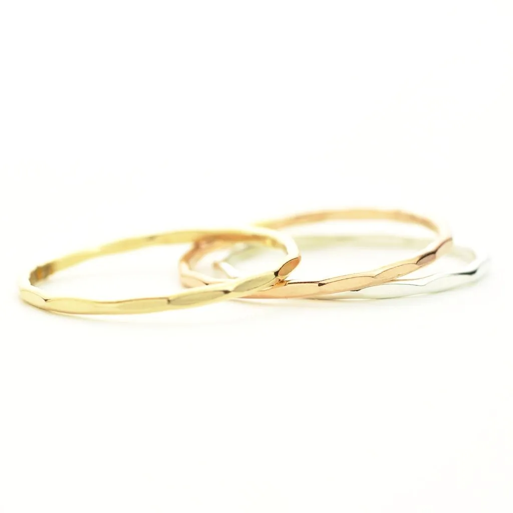 Dainty Flat Hammered Ring