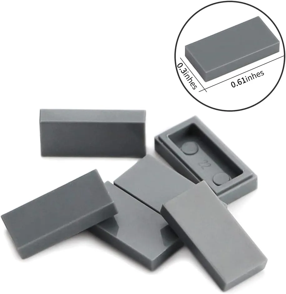 Dark Bluish Gray 1×2 Tile ×700 Parts and Pieces Flat MOC Bricks, Bulk Building Blocks for Smooth Surface Wall Floor, Toy Accessories Compatible with Major Brands