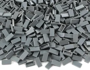 Dark Bluish Gray 1×2 Tile ×700 Parts and Pieces Flat MOC Bricks, Bulk Building Blocks for Smooth Surface Wall Floor, Toy Accessories Compatible with Major Brands