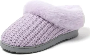 Dearfoams Gifts for Women, Mom, Sister, Wife - Fuzzy Fluffy Memory Foam Slipper - Hannah Knit Clog House Shoe House Slipper