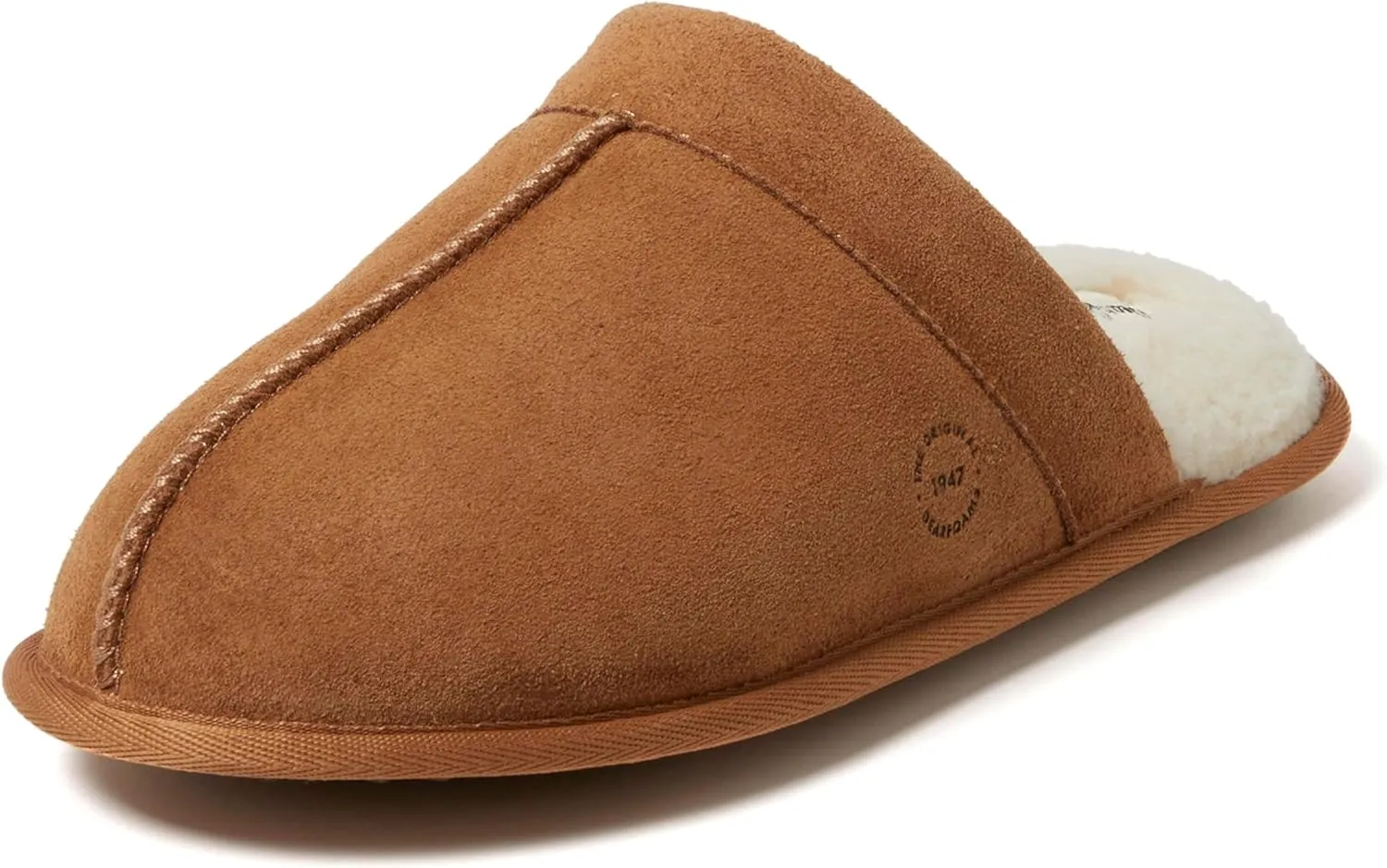 Dearfoams Men's Genuine Suede Indoor Outdoor Comfort Memory Foam Bradford Scuff House Slipper