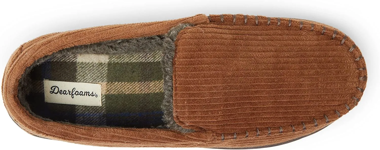 Dearfoams Men's Niles Corduroy Moccasin Slipper