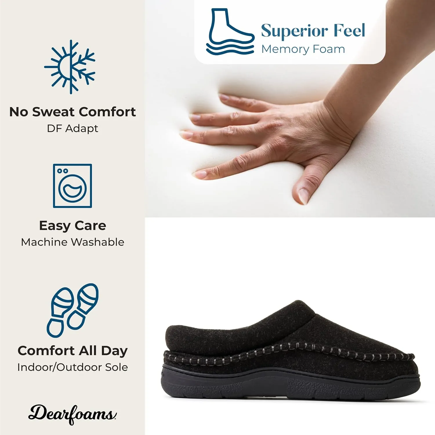 Dearfoams Men's Thompson Memory Foam Indoor/Outdoor Clog Slipper