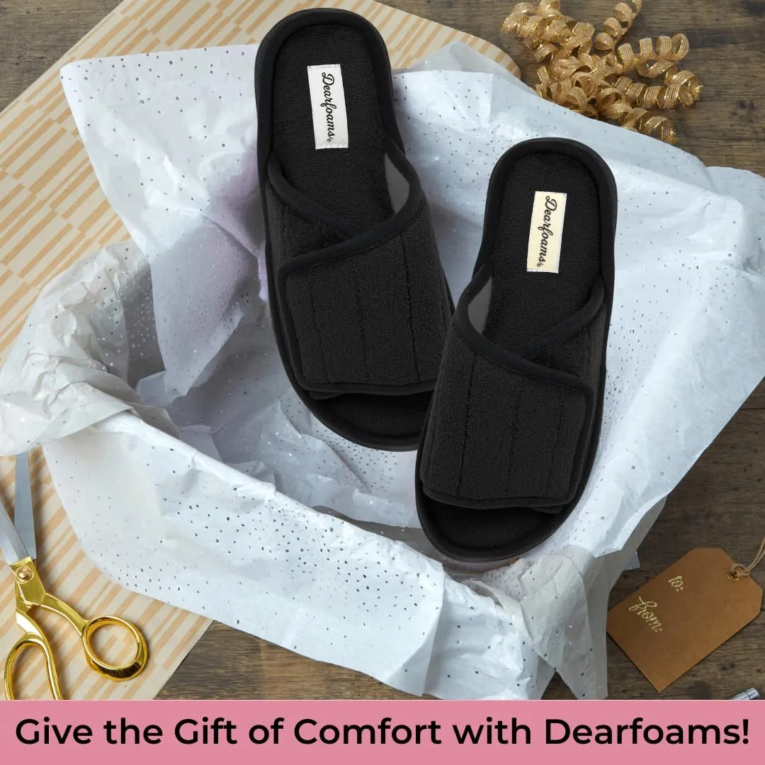 Dearfoams Women's Adjustable Indoor/Outdoor Machine Washable Memory Foam Slide