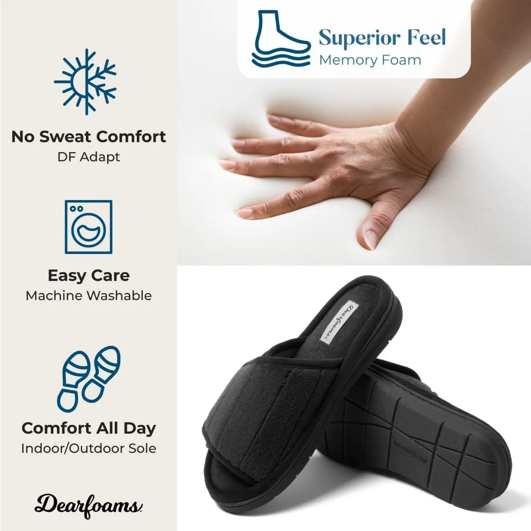 Dearfoams Women's Adjustable Indoor/Outdoor Machine Washable Memory Foam Slide