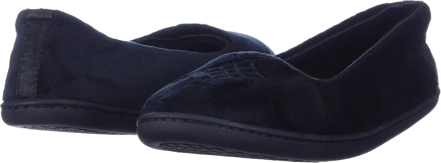 Dearfoams Women's Cozy Memory Foam Indoor Rebecca Closed Back House Ballet Slipper with Wide Widths