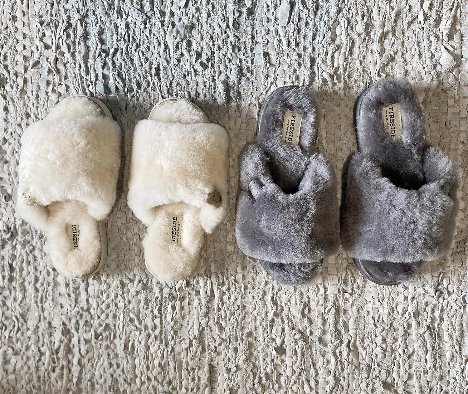 Dearfoams Women's Fireside Cairns Shearling Easy On/Off Slide Sandal Slipper