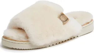 Dearfoams Women's Fireside Cairns Shearling Easy On/Off Slide Sandal Slipper