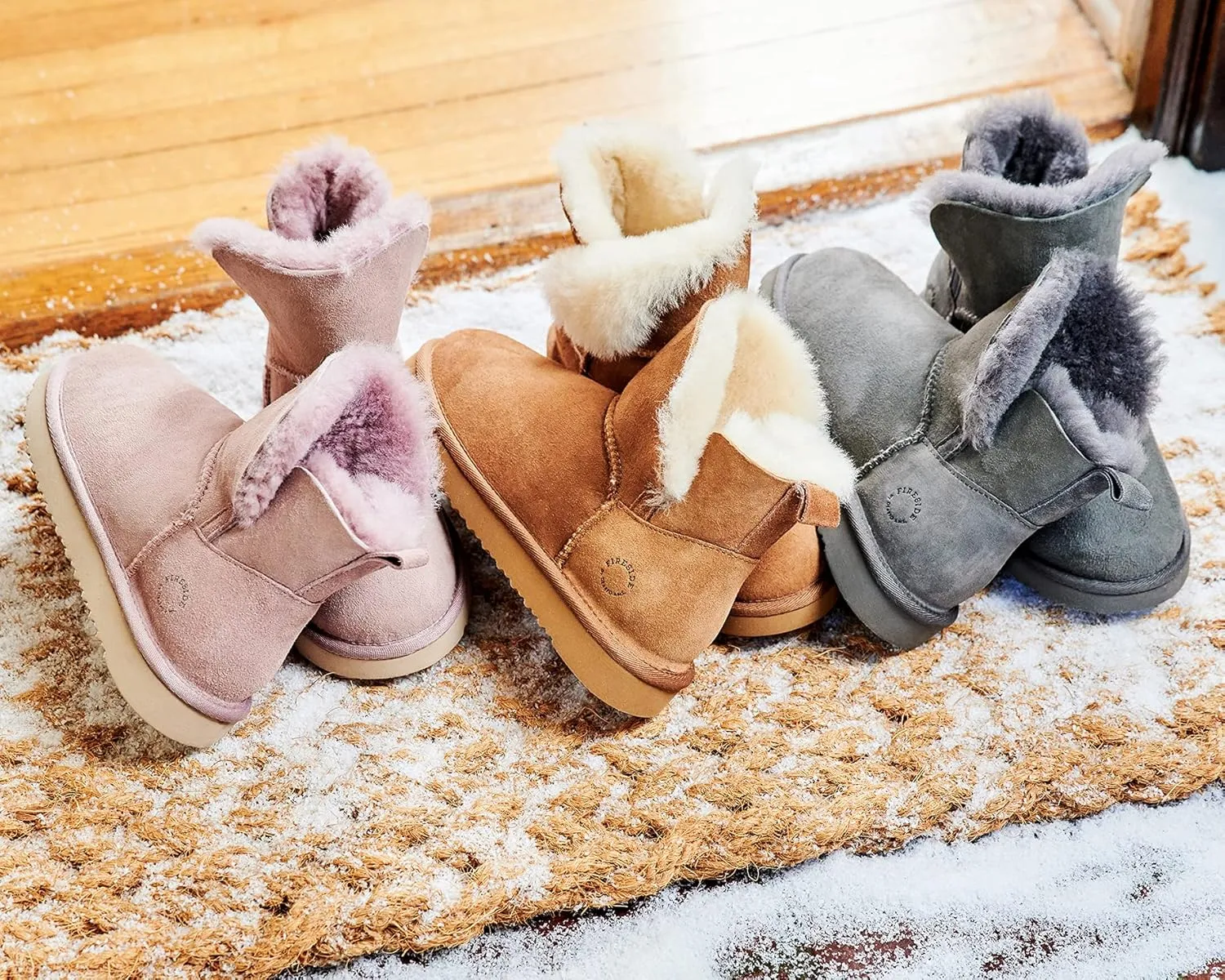 Dearfoams Women's Fireside Genuine Shearling Water Resistant Indoor/Outdoor Foldover Boot