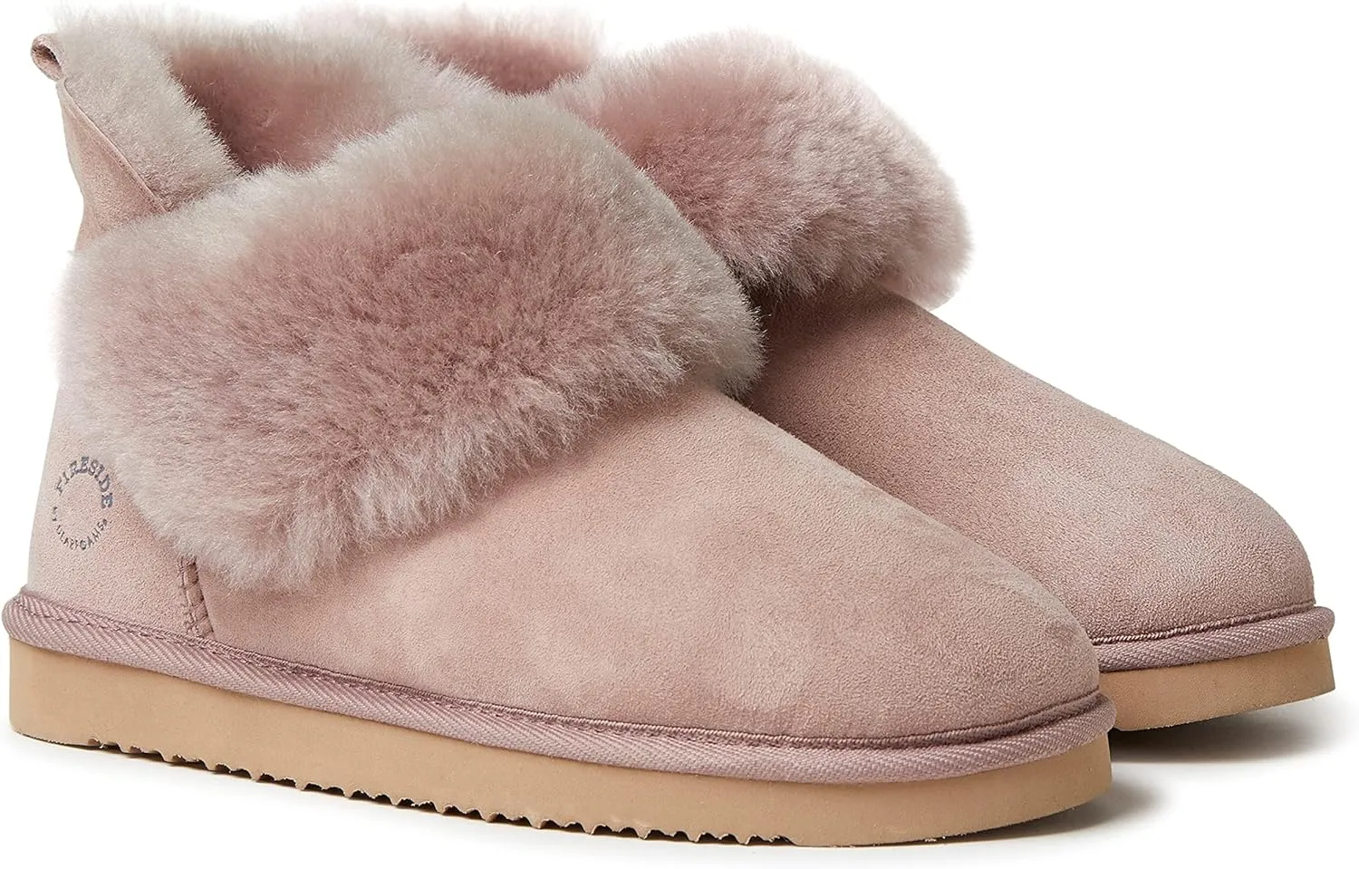 Dearfoams Women's Fireside Genuine Shearling Water Resistant Indoor/Outdoor Foldover Boot