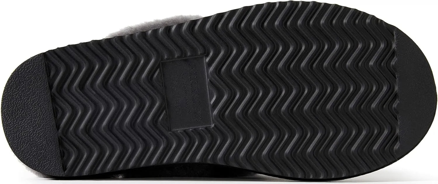 Dearfoams Women's Fireside Sydney Shearling Fur Indoor/Outdoor Scuff Slipper with Wide Widths