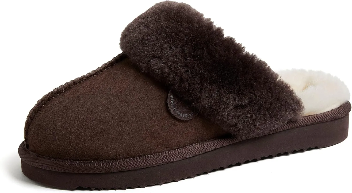 Dearfoams Women's Fireside Sydney Shearling Fur Indoor/Outdoor Scuff Slipper with Wide Widths