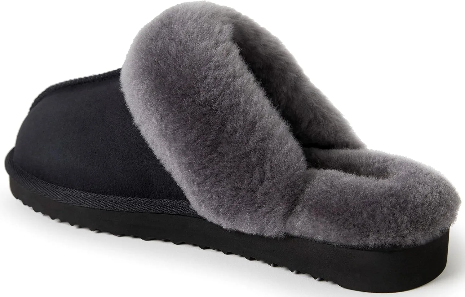 Dearfoams Women's Fireside Sydney Shearling Fur Indoor/Outdoor Scuff Slipper with Wide Widths