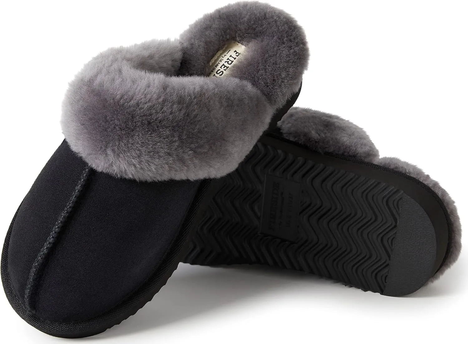 Dearfoams Women's Fireside Sydney Shearling Fur Indoor/Outdoor Scuff Slipper with Wide Widths