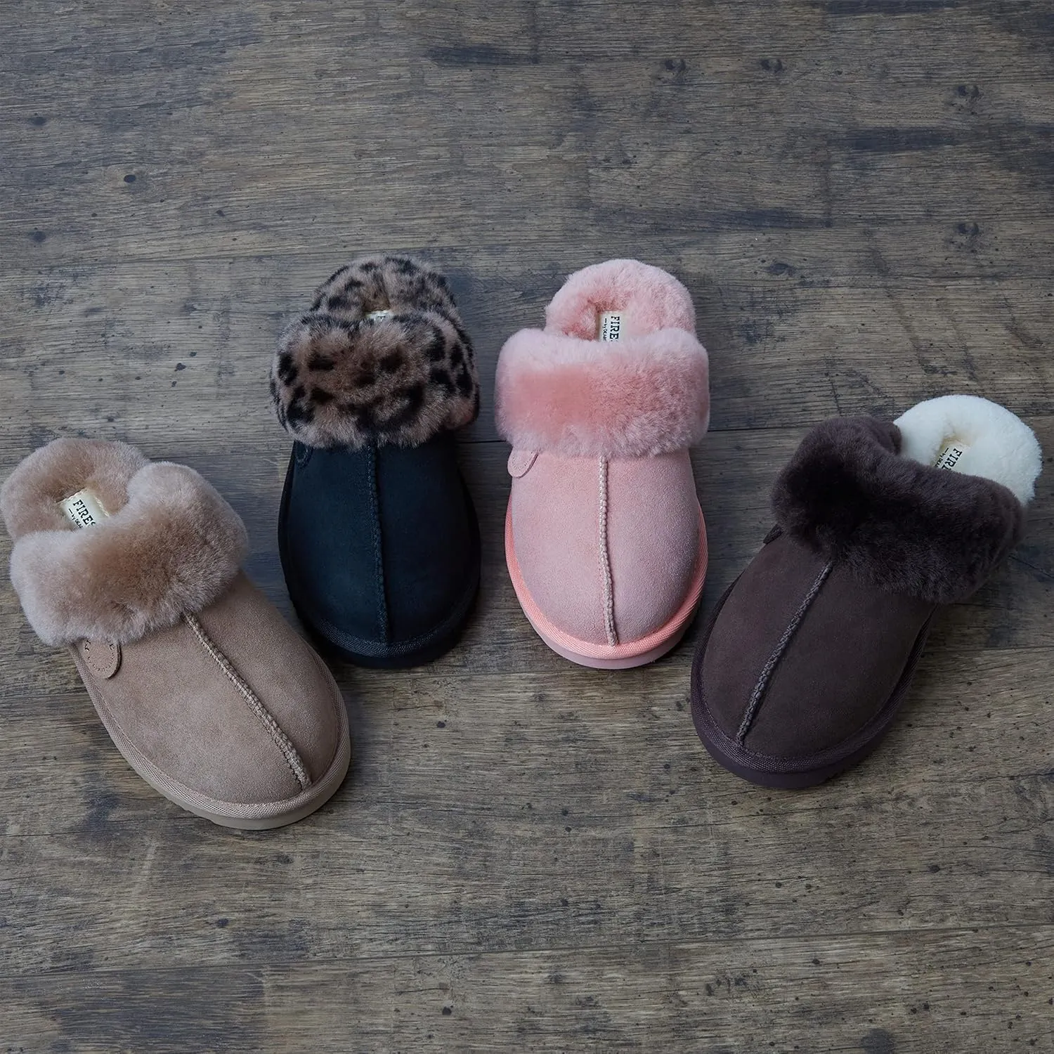 Dearfoams Women's Fireside Sydney Shearling Fur Indoor/Outdoor Scuff Slipper with Wide Widths