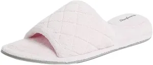 Dearfoams Women's Indoor Fuzzy Memory Foam Cloud Slip On Beatrice House Slide Slipper