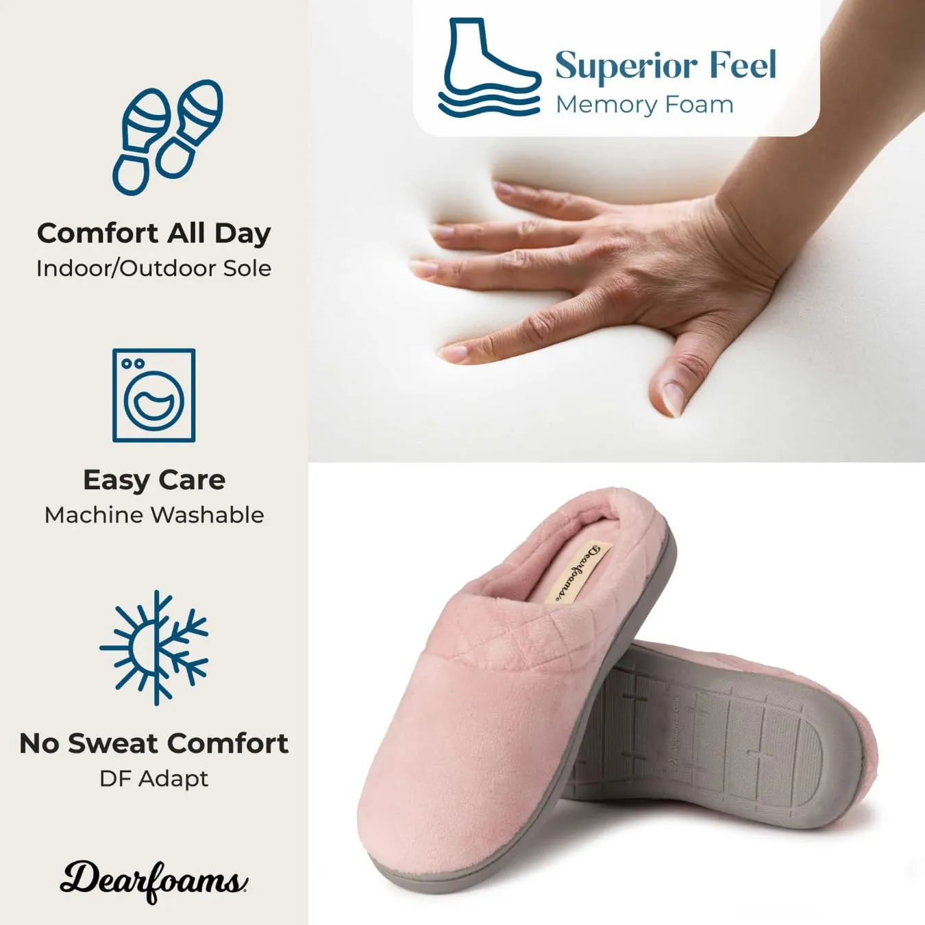 Dearfoams Women's Memory Foam Indoor Outdoor Darcy Velour Clog House Slipper with Wide Widths