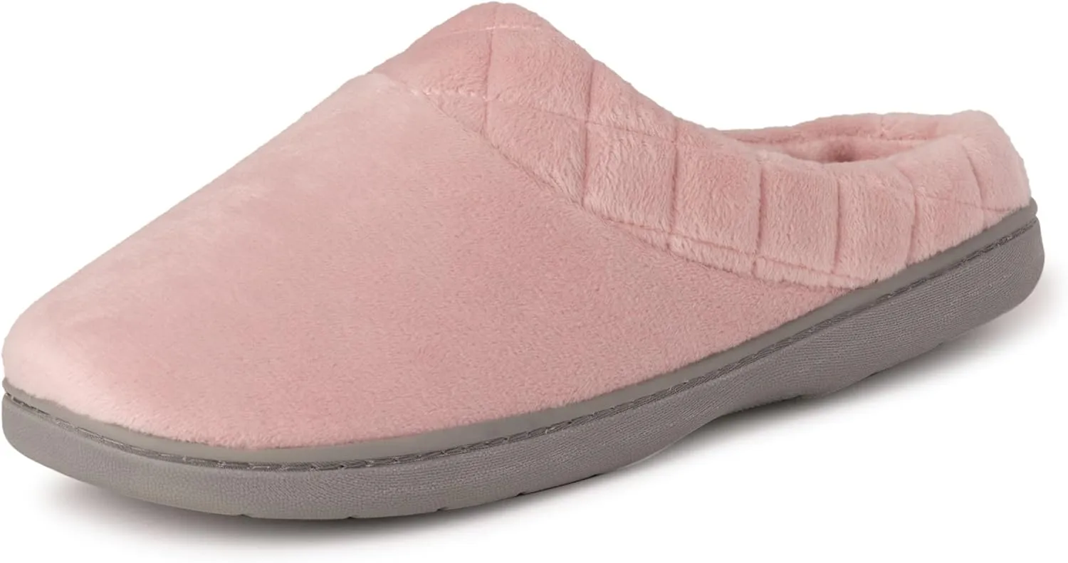 Dearfoams Women's Memory Foam Indoor Outdoor Darcy Velour Clog House Slipper with Wide Widths