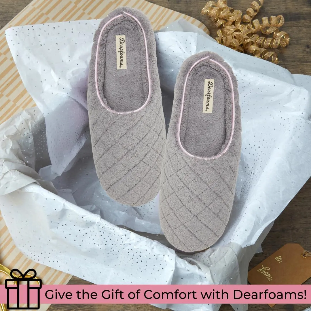 Dearfoams Women's Memory Foam Washable Leslie Clog House Slipper with Wide Widths