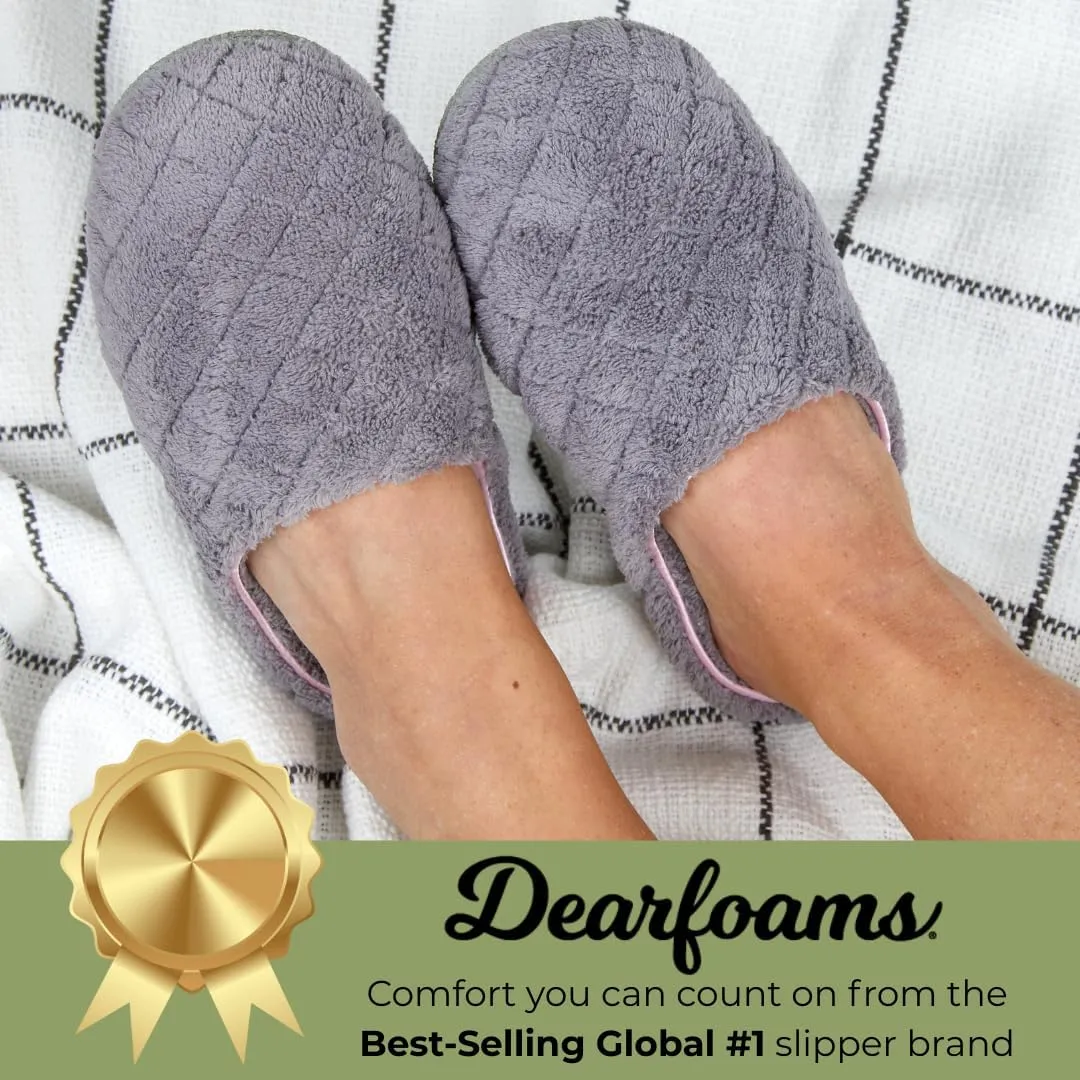 Dearfoams Women's Memory Foam Washable Leslie Clog House Slipper with Wide Widths